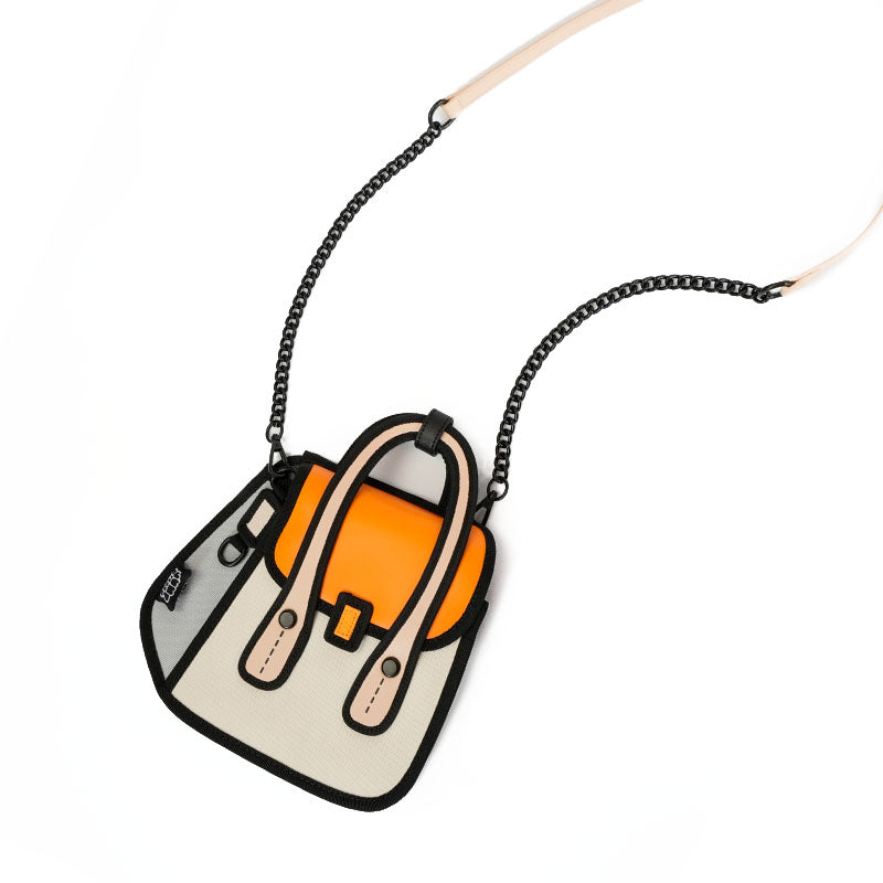 Junior Orange Owl bag  Metal Chain Bag-Orange