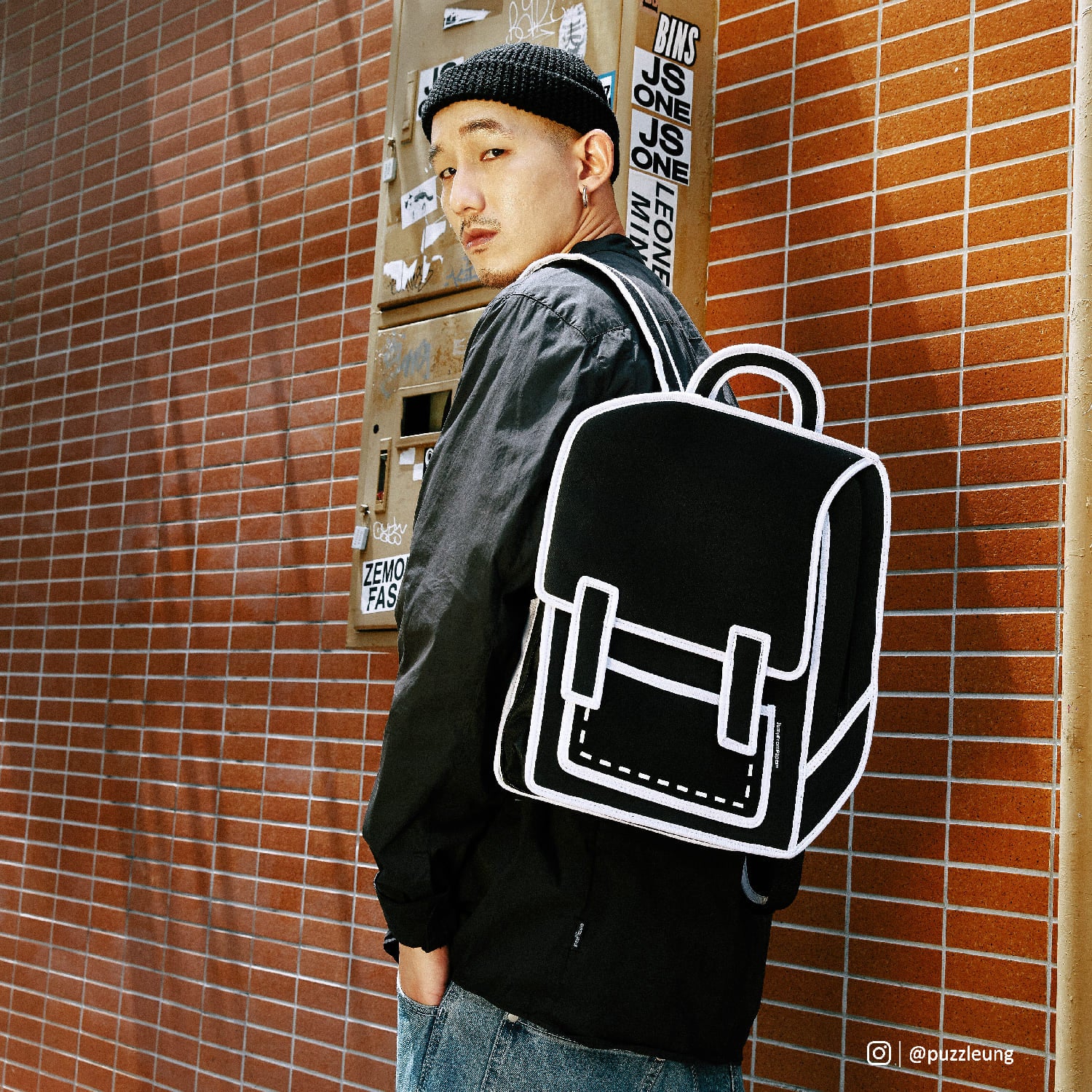 2D Bag Pop Art Graffiti Black Backpack | JumpFromPaper Cartoon Bag