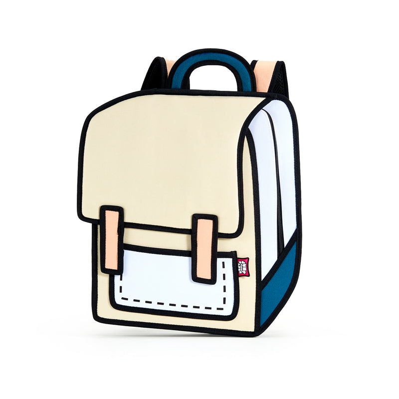 2D Bag Beige Laptop Backpack | JumpFromPaper Cartoon Bag